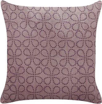 Beliani Coj&iacute;n De Terciopelo Rosa 45 X 45 Cm Algod&oacute;n Geom&eacute;trico Bloque Impreso Larkspur