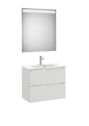 Roca Mueble Lavabo 700mm Aleyda Compacto 2 Cajones + Espejo Gris Piedra