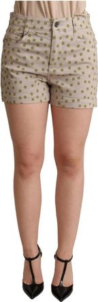 Dolce & Gabbana Beige Polka Dot Katoen Stretch Shorts - Dames - Bermuda - Veelkleurig - S - Katoen - Korte Broeken