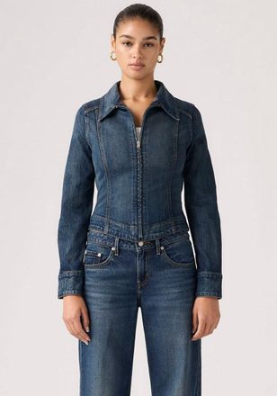 Levi's Jeansjacke LEVIS STRETCH FITTED TRUCKER, Damen, Gr. XS (34), parallel life trucker, Denim/Jeans, Obermaterial: 99% Baumwolle, 1% Elasthan, unifarben, 