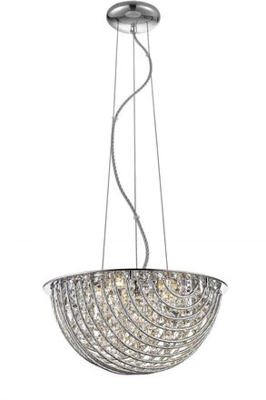 Netlighting Millie 6 Light Chrome Crystal Pendant Ceiling Light in Grey
