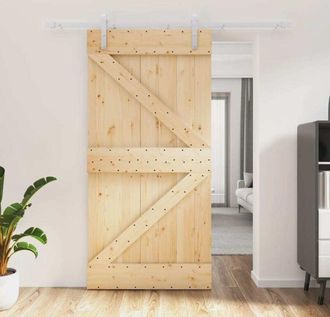 vidaXL Vidaxl - Puerta Corredera Con Herrajes Madera Maciza De Pino 100x210 Cm