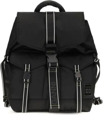 Ganni Kleine Bucky Nylon Rugzak - Dames - Tassen - Zwart - Maat: ONE Size Nylon