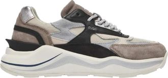 D.A.T.E. Ivoor Sneakers met Zilveren Details - Dames - Sneakers - Veelkleurig - 36 EU - Katoen - Schoenen