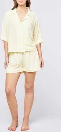 Papinelle Sleepwear Seersucker Gingham Boxer Pajamas in Sunshine Butter at Nordstrom, Size Xx-Large