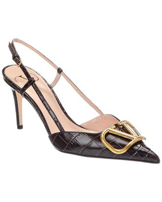 Valentino Vlogo 80 Croc-Embossed Leather Pump