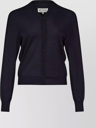 Maison Margiela ribbed trim v-neck cardigan with long sleeves