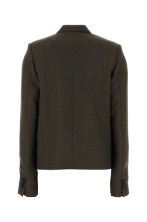 Loewe Womens Brown Wool Blazer Darkmossmelange Giacche E Gilet Jacket