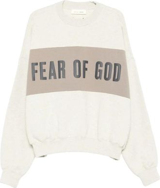 Fear of God Cropped Relaxed Panelled Sweatshirt - Heren - Sweatshirts - Beige - 2XL - Katoen - Hoodies & sweatvesten