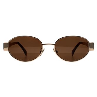 Celine Celine Oval Womens Shiny Yellow Gold Brown Silver Mirror CL40235U Metal Triomphe - One Size
