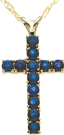 Pompeii3 1 1/5 Ct Genuine Blue Sapphire Cross Pendant Necklace 18 Yellow Gold 1 Tall
