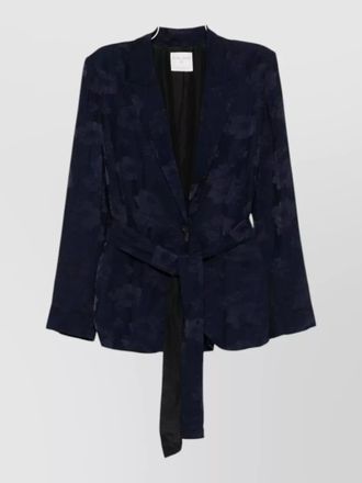 Forte_Forte belted blazer floral pattern long sleeves lapels