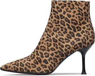 Loriblu Enkellaarsjes van su&egrave;de met luipaardprint - Dames - Laarzen met Hak - Bruin - 41 EU - Su&egrave;de - Schoenen