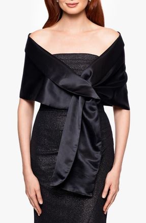 Betsy & Adam Satin Shawl Wrap in Black at Nordstrom