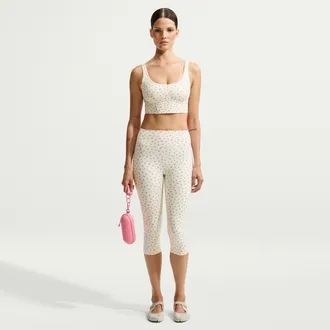 Nike Womens SKIMS Matte Printed High-Waisted Cropped 17 Leggings in White | IV4923-108