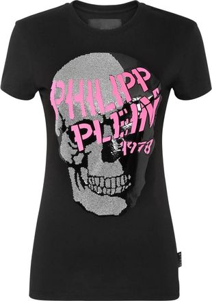 Philipp Plein T-Shirt Ronde Hals Skull - Dames - T-shirts - Zwart - S - Katoen - Tops