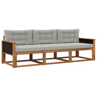 vidaXL Conjunto De Sof&aacute;s De Exterior 3 Pcs Natural Y Gris Claro Vidaxl