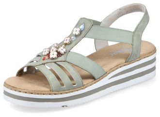 Rieker Riemchensandale RIEKER, Damen, Gr. 36, gr&uuml;n (pistazie), Lederimitat, unifarben, Schuhe Riemchensandale, Sommerschuh, Sandalette, Keilabsatz, mit Schmu