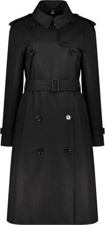 Burberry Lange zwarte trenchcoat - Dames - Trenchcoats - Zwart - S - Katoen - Jassen
