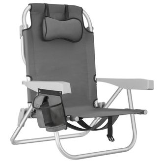 TecTake Silla de playa, plegable y ajustable, con funci&oacute;n de mochila, gris