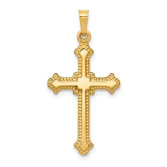 Diamond2Deal 14k Yellow Gold Polished Fleur de Lis Cross Pendant
