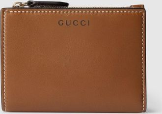 Gucci GG Emblem Medium Zip Wallet, Brown, Leather