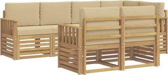 vidaXL Conjunto De Sof&aacute;s De Exterior 7 Uds. Y Beige Poli&eacute;ster Vidaxl