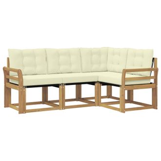 vidaXL Conjunto De Sof&aacute;s De Exterior Con Coj&iacute;n 4 Pcs Blanco Y Crema Vidaxl