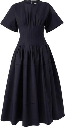 Carolina Herrera Abito midi con pieghe - Nero