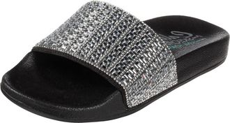 Skechers Womens Pop Ups New Spark Sandals, Black Canvas/Rhinestone Trim, 4 UK