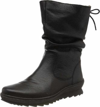 Remonte Lamsbont Sleehaklaarzen - Dames - Hoge Laarzen - Zwart - 39 EU - Leer - Schoenen
