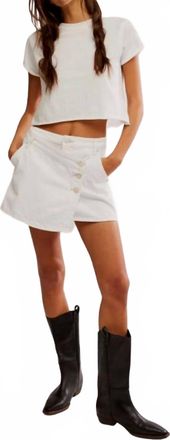 Free People Wynne Denim Mini Skirt In Bright White