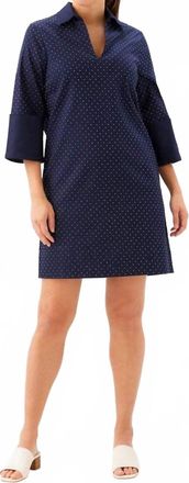 Karen Kane Cuffed Sleeve Embellished Dress In Navy