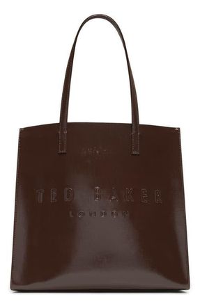Ted Baker Soocon Faux Leather Tote in Dark Brown at Nordstrom