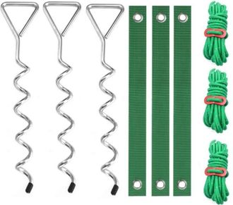 OEM Kit De Estacas Para &Aacute;rboles, Estacas Espirales Resistentes Y Soportes Para &Aacute;rboles Inclinados Y J&oacute;venes, Enderezamiento Plateado