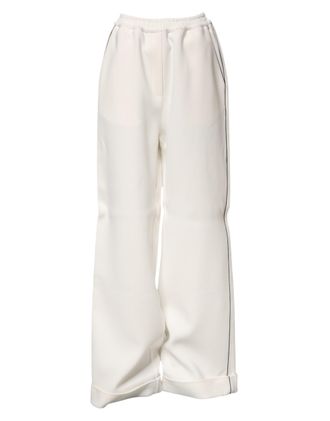 Dolce & Gabbana Womens White Viscose Wide Leg Pull On Pants Elastane
