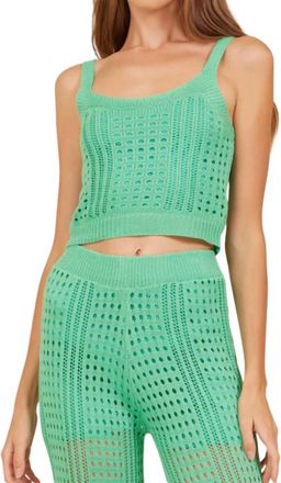 Surf Gypsy Knit Cropped Tank Top In Green