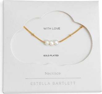 Estella Bartlett Triple Faux Pearl Beaded Chain Necklace in Gold at Nordstrom