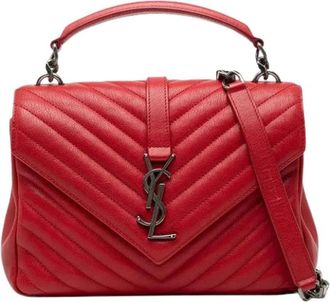 Saint Laurent Pre-owned College Satchel - Dames - Vintage Schoudertas - Rood - ONE Size - Leer - Vintage