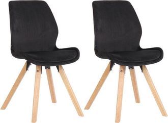 Clp Set De 2 Sillas De Comedor Luna Con Base De Madera Negro Terciopelo