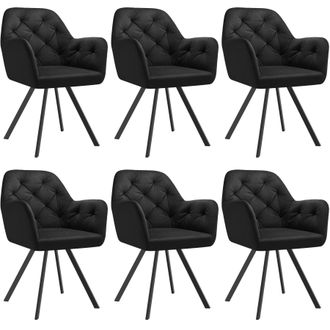 TecTake Armchair Lucia Set Of 6 - Black | Size: 6 Pack