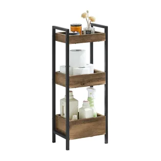 SoBuy Sobuy Biancheria Bagno Cesta Bagno Cesta Biancheria Scaffale Bagno Cesta Scaffale Mobili Bagno Salvaspazio Marrone Frg226-f