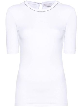 Brunello Cucinelli Katoenen trui met Monili-ketting - Wit