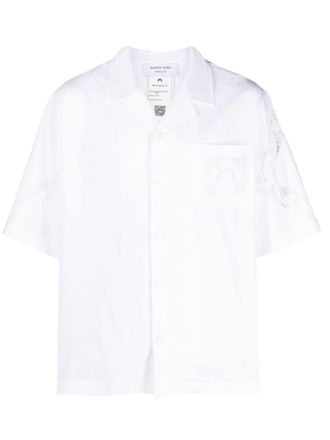 Marine Serre Crescent Moon-embroidered cotton shirt - unisex - Cotton - M - White