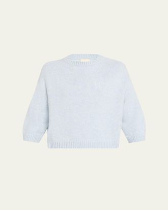 Khaite Sabina Cashmere Elbow-Sleeve Boxy Sweater