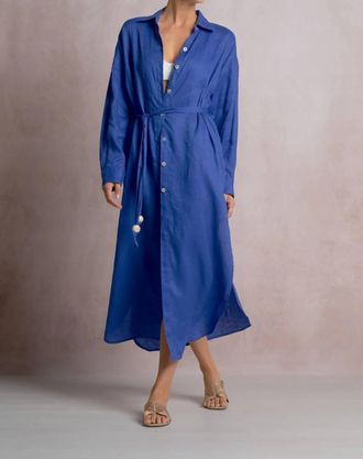 Elan Maxi Shirt Dress In Sapphire Blue