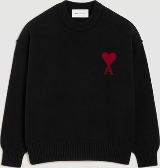 Ami Pull Ami De Coeur Noir Rouge