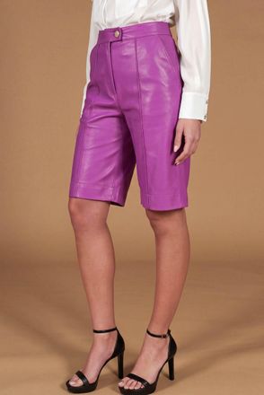 D'Arienzo Pantalone a ginocchio in pelle naturale glicine DArienzo, Seleziona Taglia S, Colore Viola