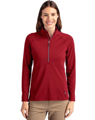 Cutter & Buck Adapt Eco Knit Stretch Recycled Womens Half Zip Pullover Jacket