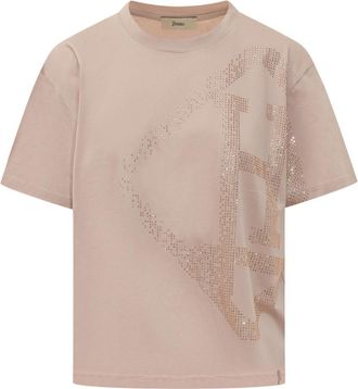 Herno Pink Embellished Crew Neck T-Shirt